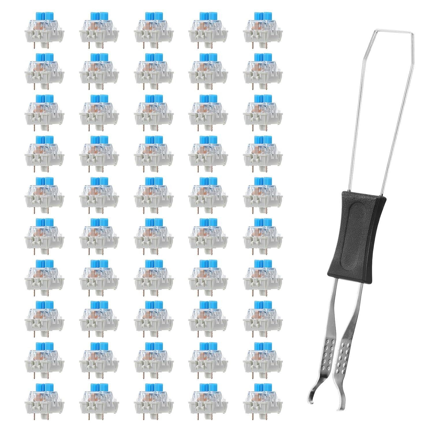 45 PCS Mechanical Keyboard Switches 3 Pin Blue Clicky Switches Dustproof