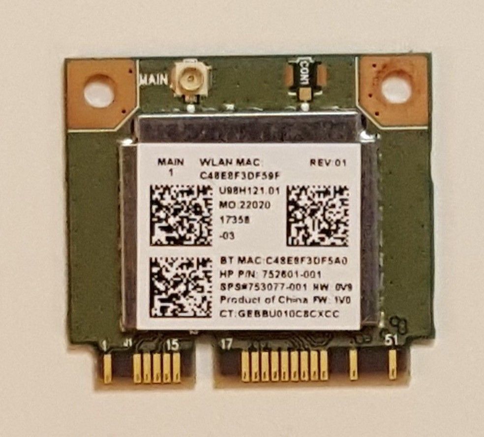 REALTEK RTL8723BE WIFI BLUETOOTH 4.0 LAPTOP MODULE CARD 752601-001 TESTED GOOD