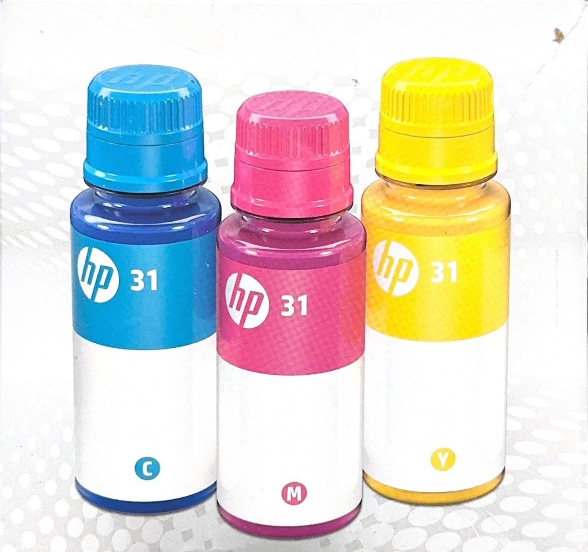 HP Inc. 31 Smart Tank Bottles CMY 3-Pack: High Yield Printer Combo-EXP:MAYO 2026