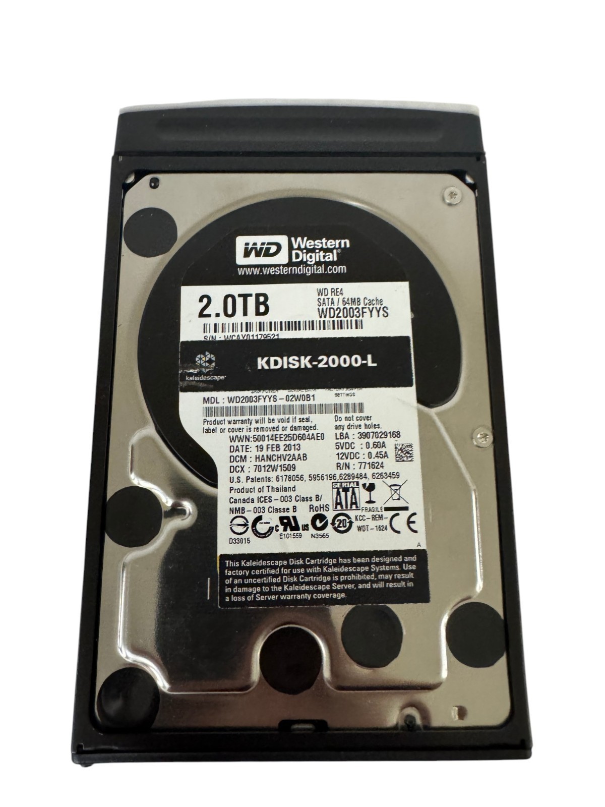 WESTERN DIGITAL KDISK-2000-L 2.0TB WD RE4 SATA/64MB CACHE HARD DRIVE PREOWNED