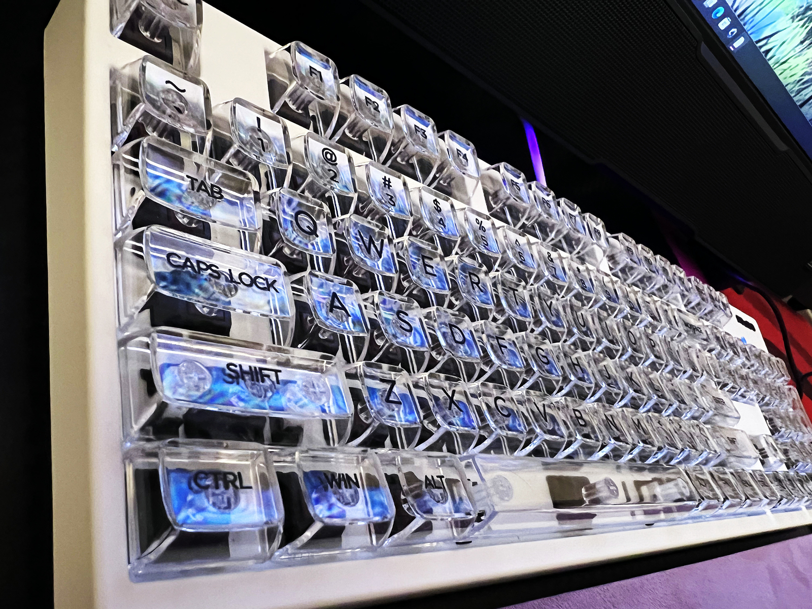 132 Key Keycaps Set CBSA PC Crystal Clear Transparent for MX Mechanical Keyboard
