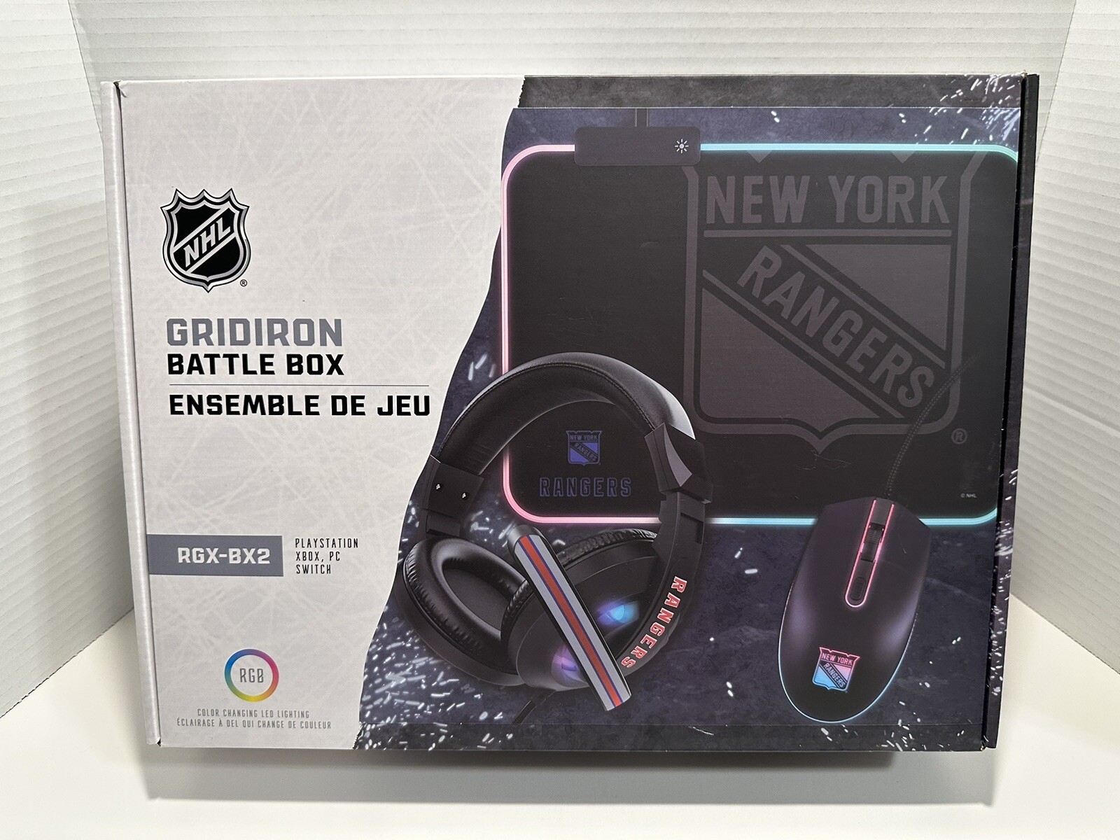 New York Rangers NHL Gridiron Gaming Battle Box LED Headphones, Mouse Pad, Mouse