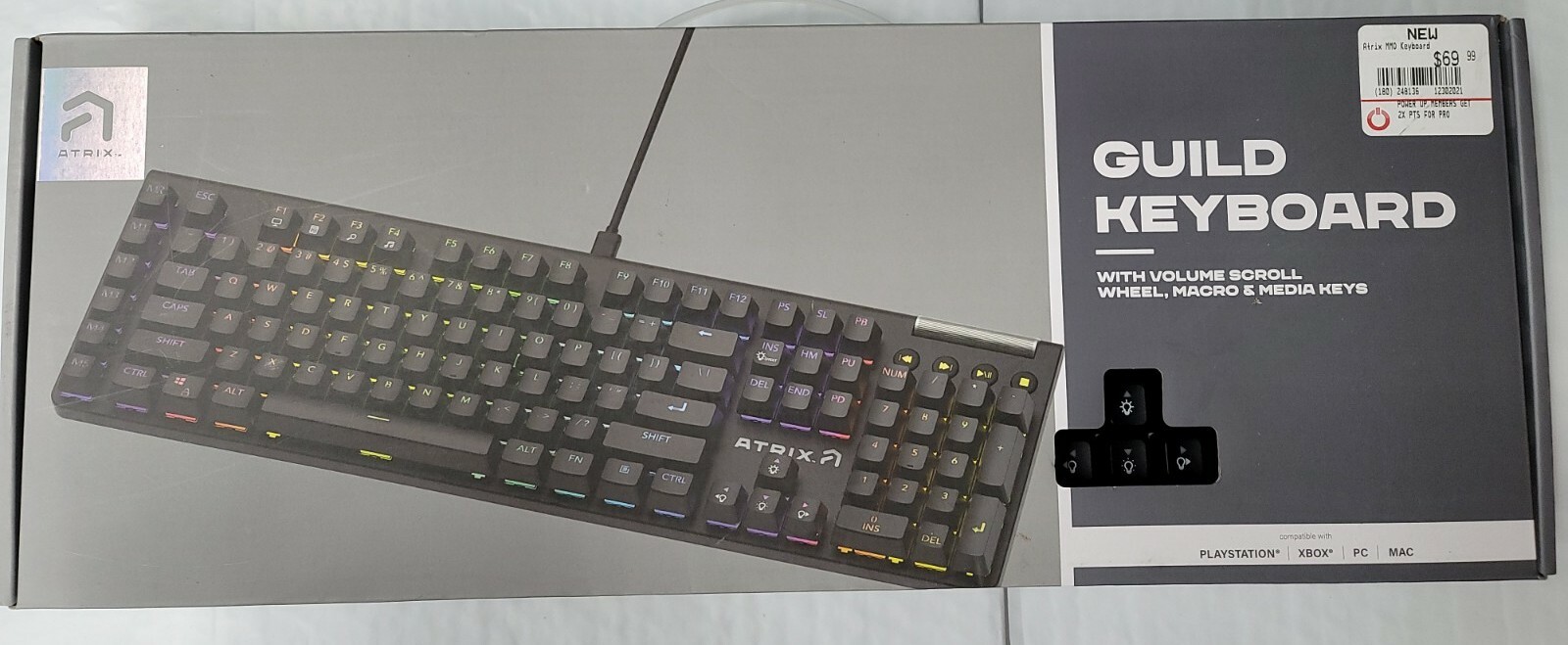 Atrix Mmo Guild Keyboard With Volume Scroll Wheel, Macro & Media keys New 