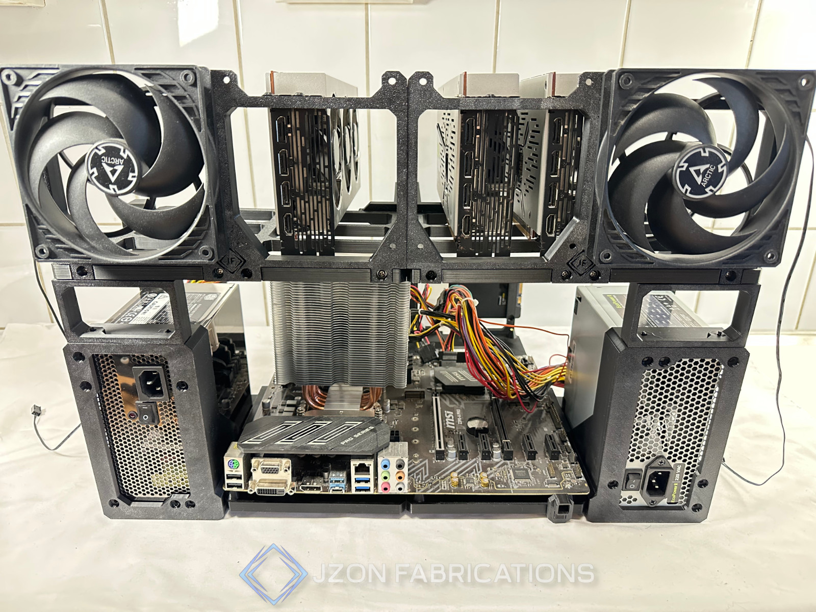 6xGPU AI Black EATX Open Frame - GPU Rig for Machine Learning & Crypto Mining
