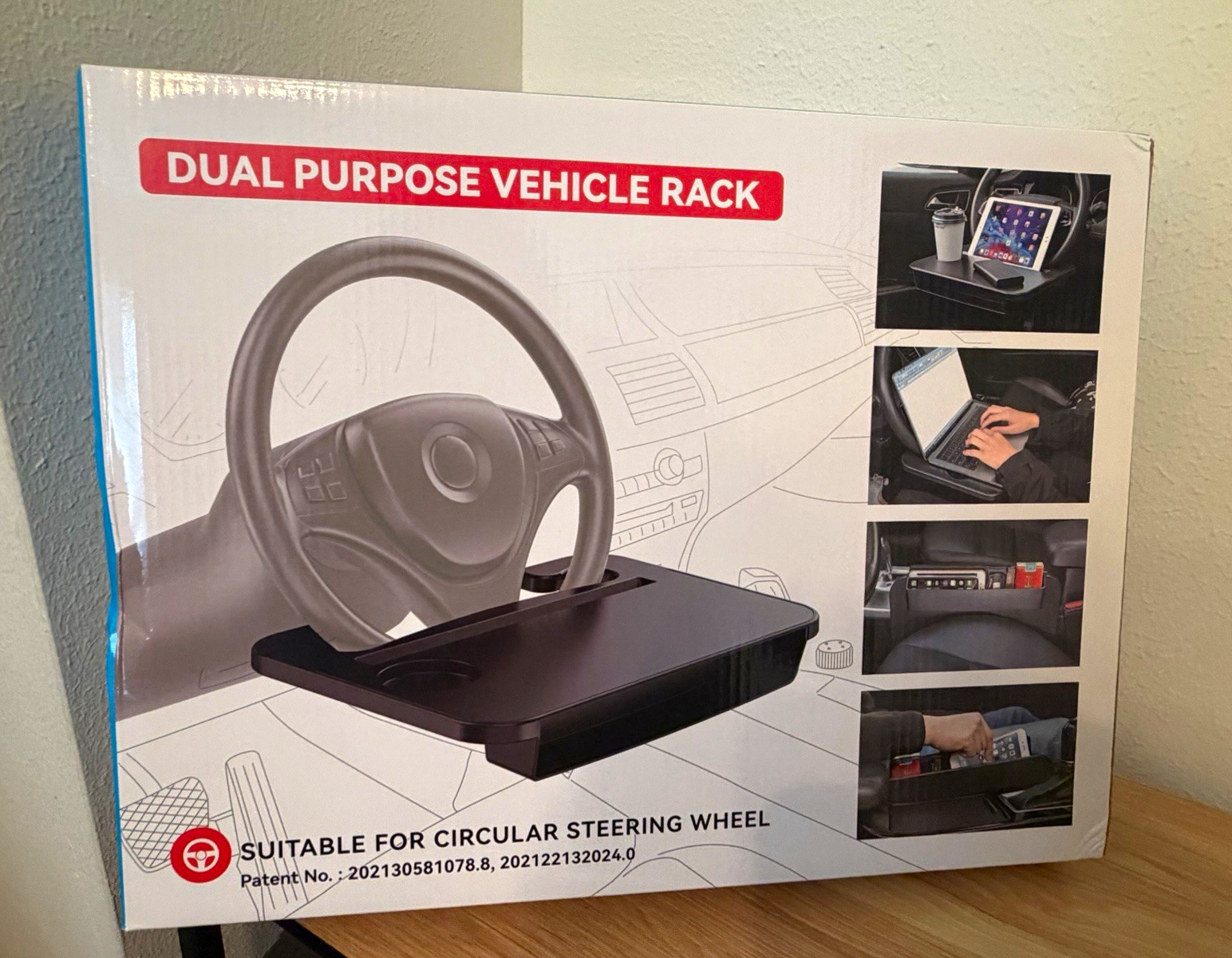 Adjustable Steering Wheel Laptop Tray Desk, ABS Black, 1.7 in, SD-1520