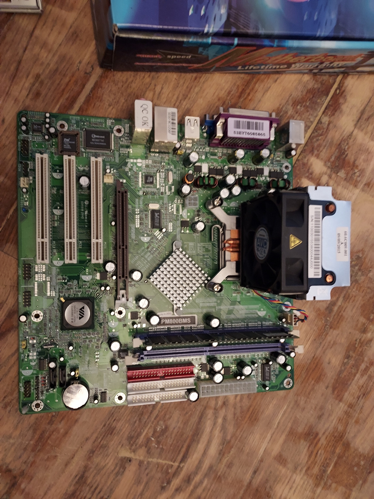 VINTAGE MACH SPEED PM800BMS MOTHERBOARD NEW CAPS, HEATSINK, P4 3.2GHz CPU, RAM +