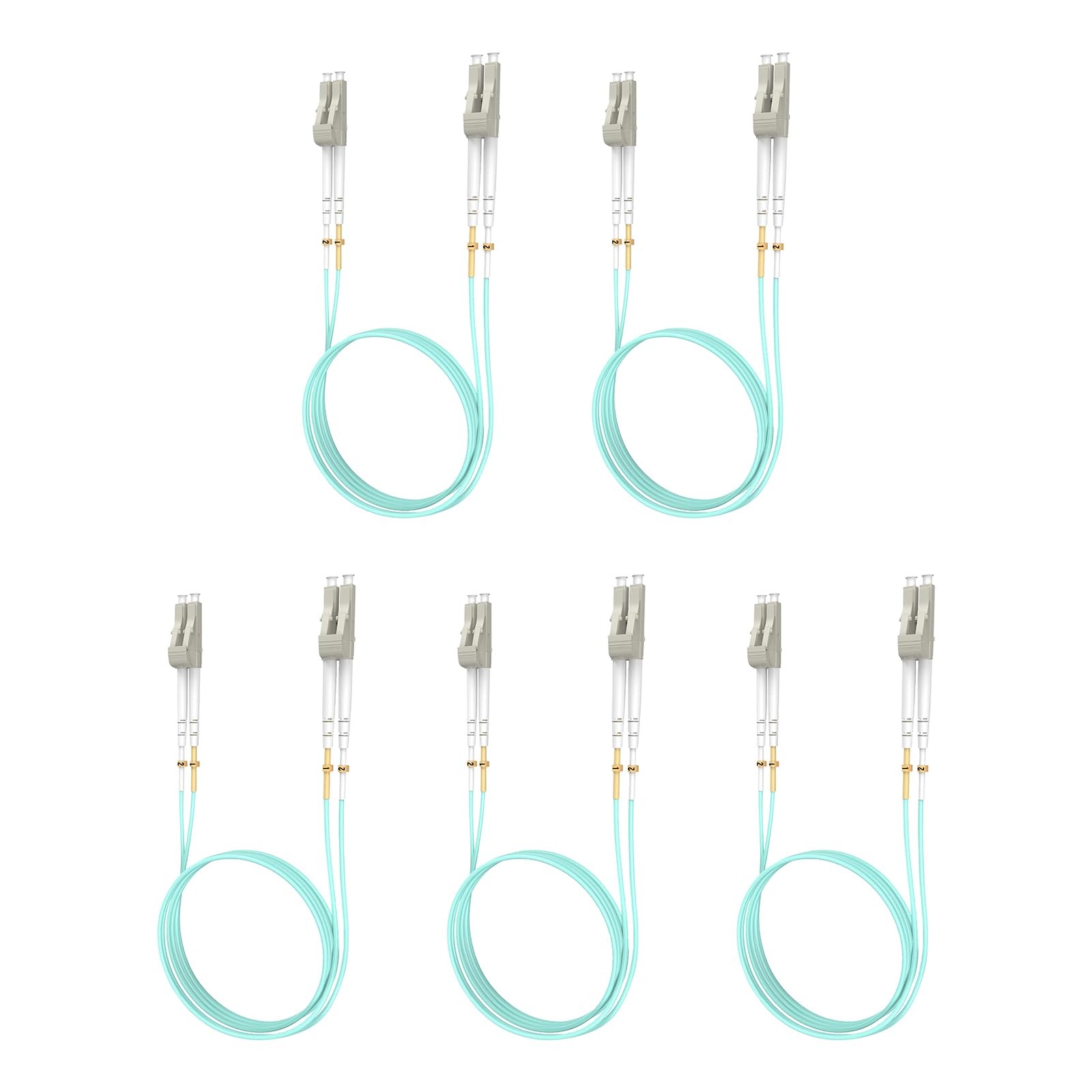 5Pack 10M / 33 FT OM3 LC to LC Multimode Duplex 10G LSZH Fiber Patch Cord