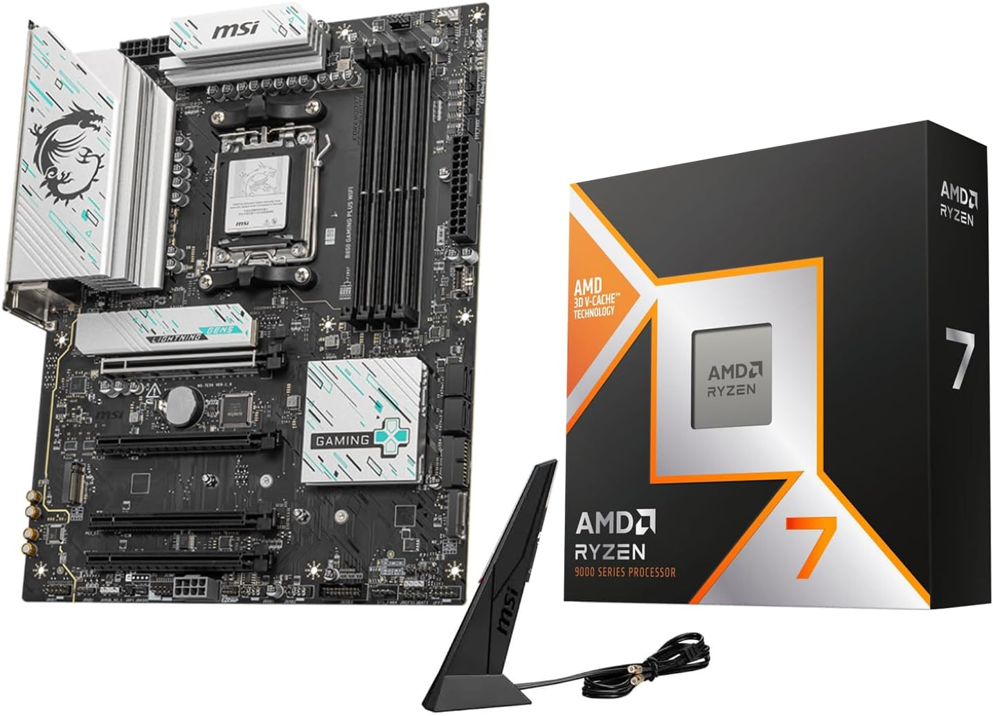 AMD 9800X3D Processor with MSI B850 Gaming plus WF Motherboard