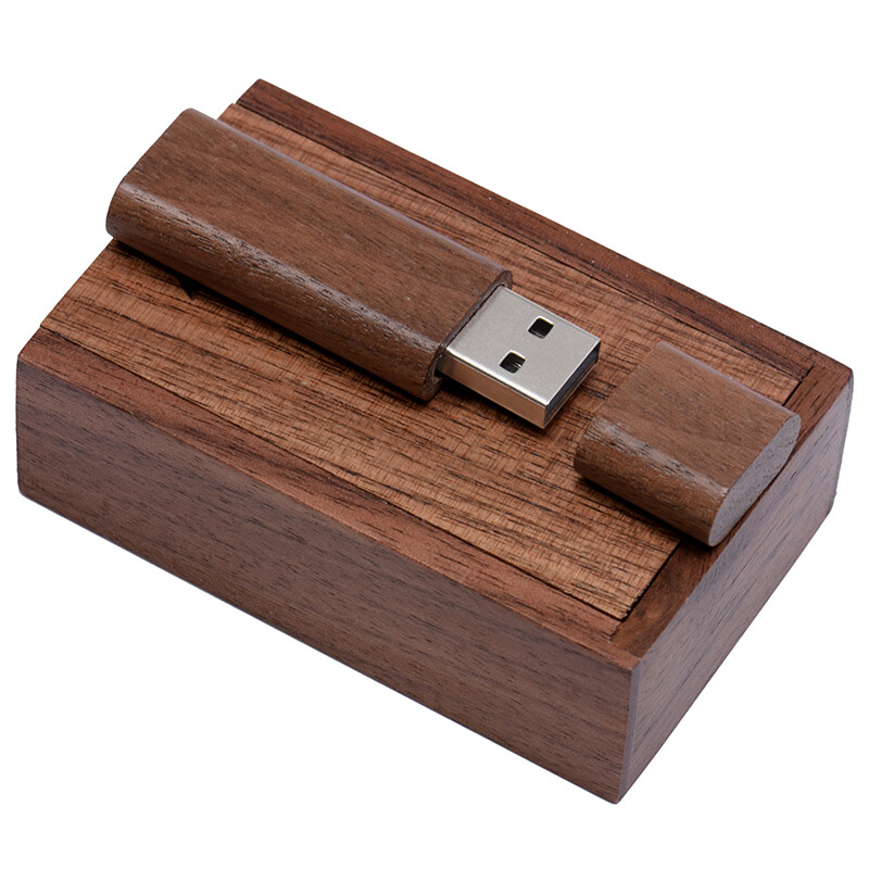 64GB USB 2.0 Flash Drive with Wooden Gift Box Free Logo Real Capacity Guaranteed