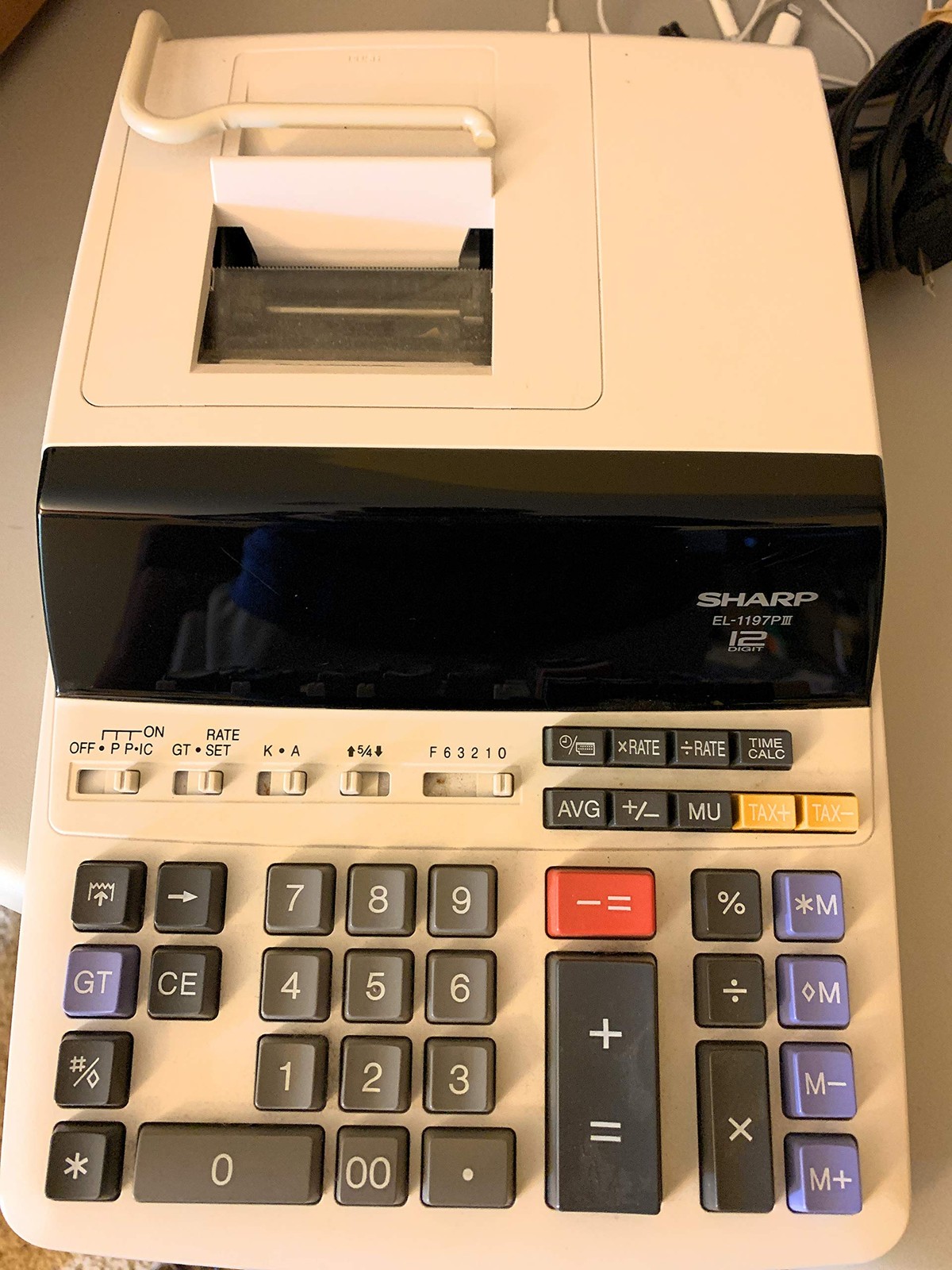 Heavy Duty Calculator Color Printing Clock Calendar Sharp EL-1197PIII