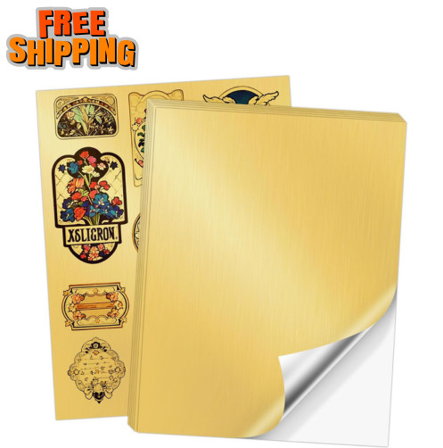 Metallic Brushed Gold Vinyl Sticker Paper for Inkjet & Laser Printer 20 Sheets