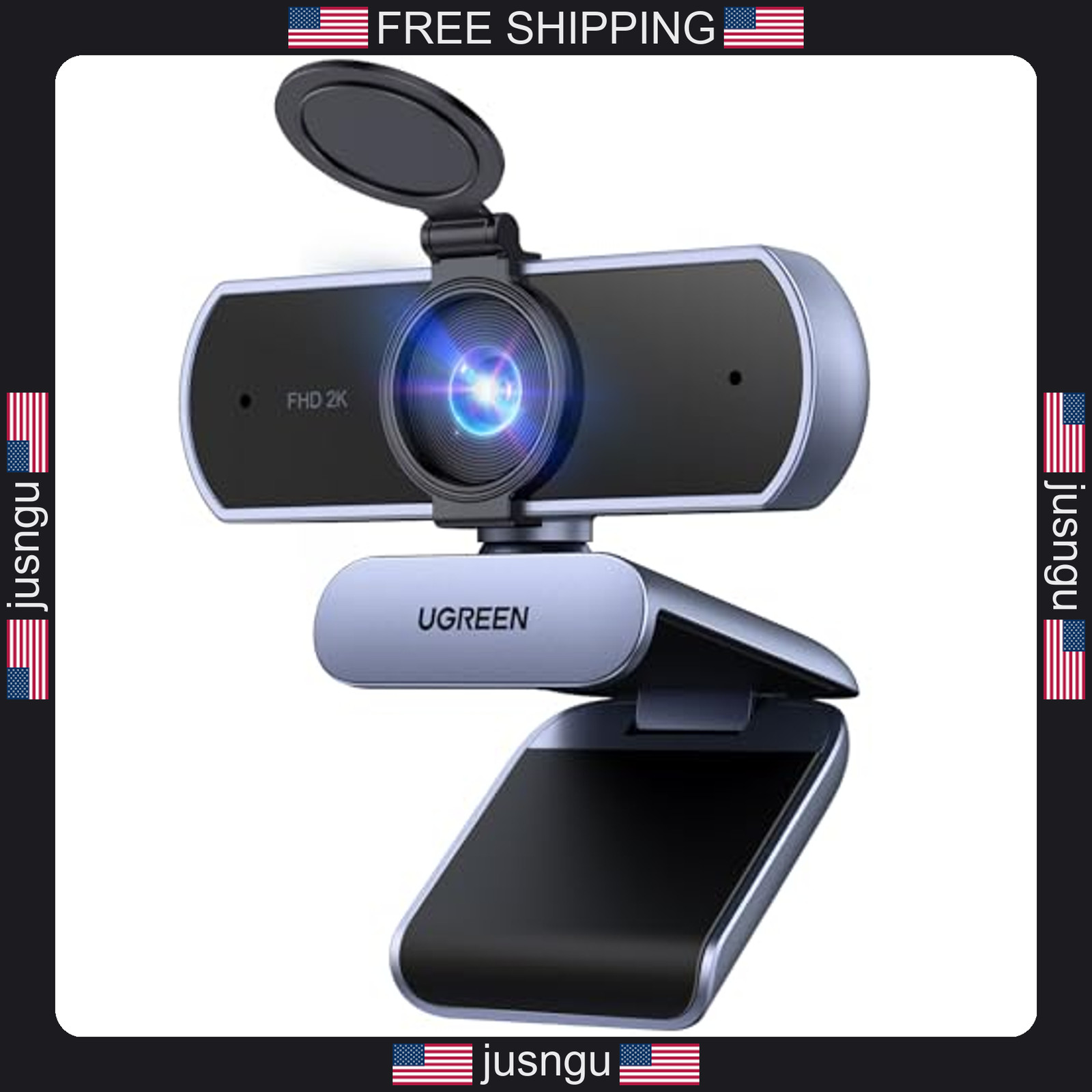 Ugreen 2K Webcam for PC 4MP Ultra HD 1080P with Microphone and Auto Light