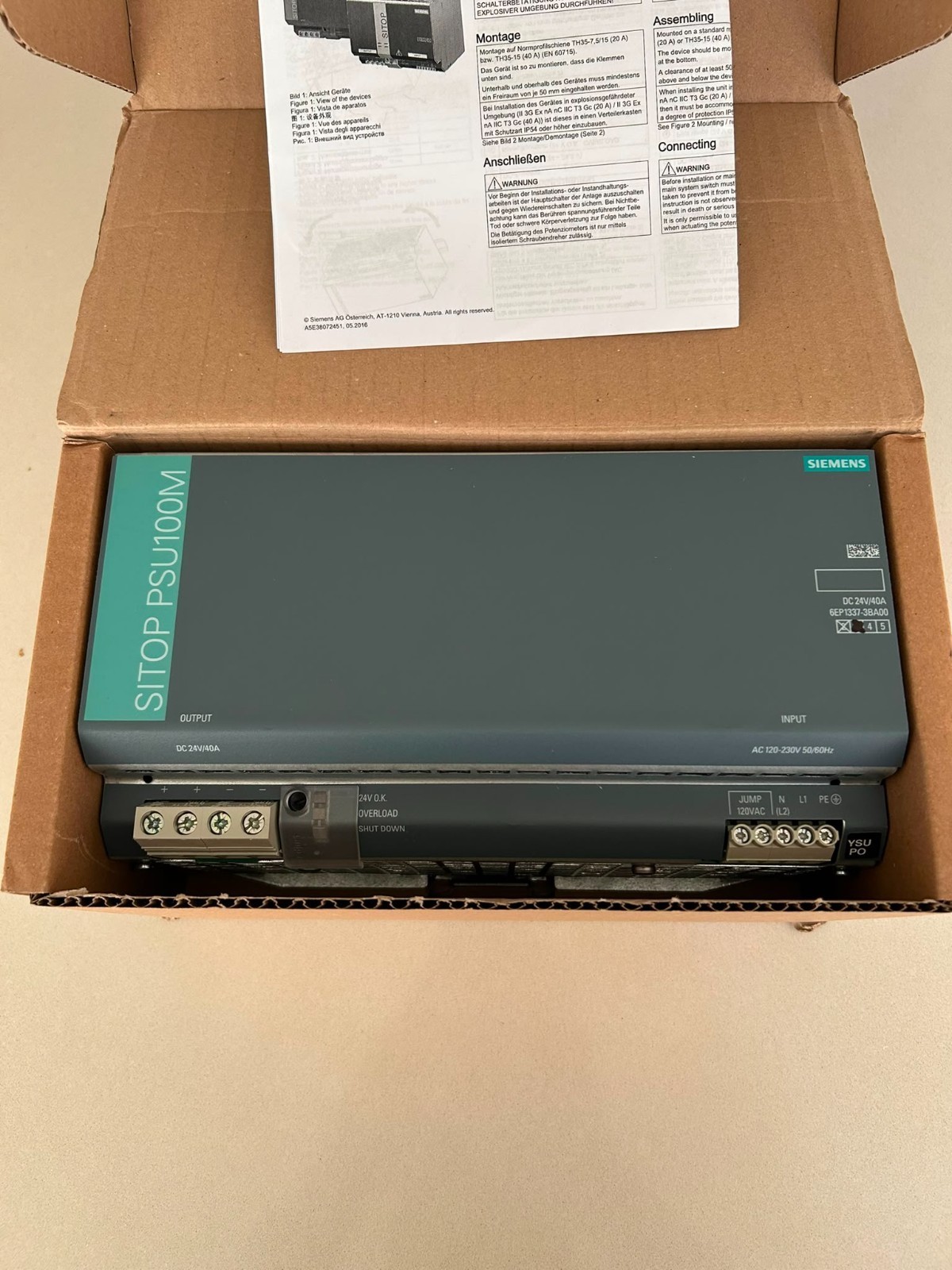 Siemens 6EP1337-3BA00 SITOP PSU100M Stabilized Power Supply 6EP1 337-3BA00