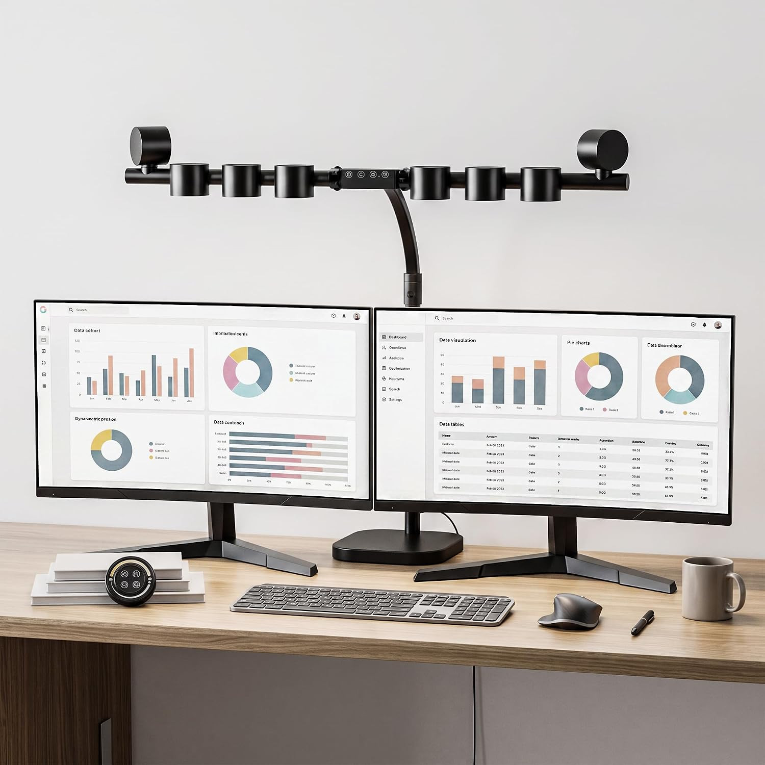 8 Light Sources Gooseneck Tree Desk Lamp with Base, 24W Eye-Care Bright LED Desk