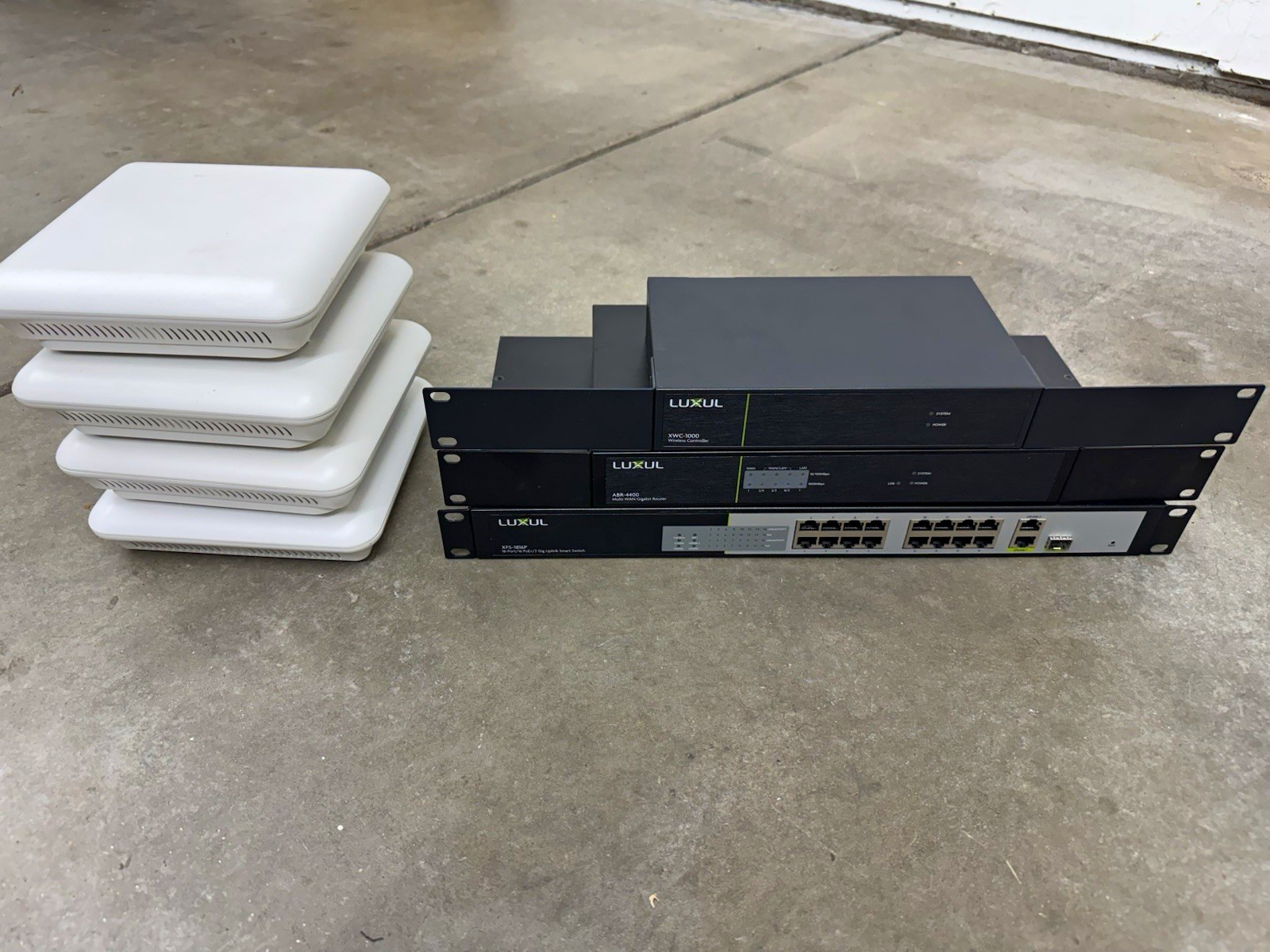 Luxul Network: Router, 16port poe network switch, and wireless controller