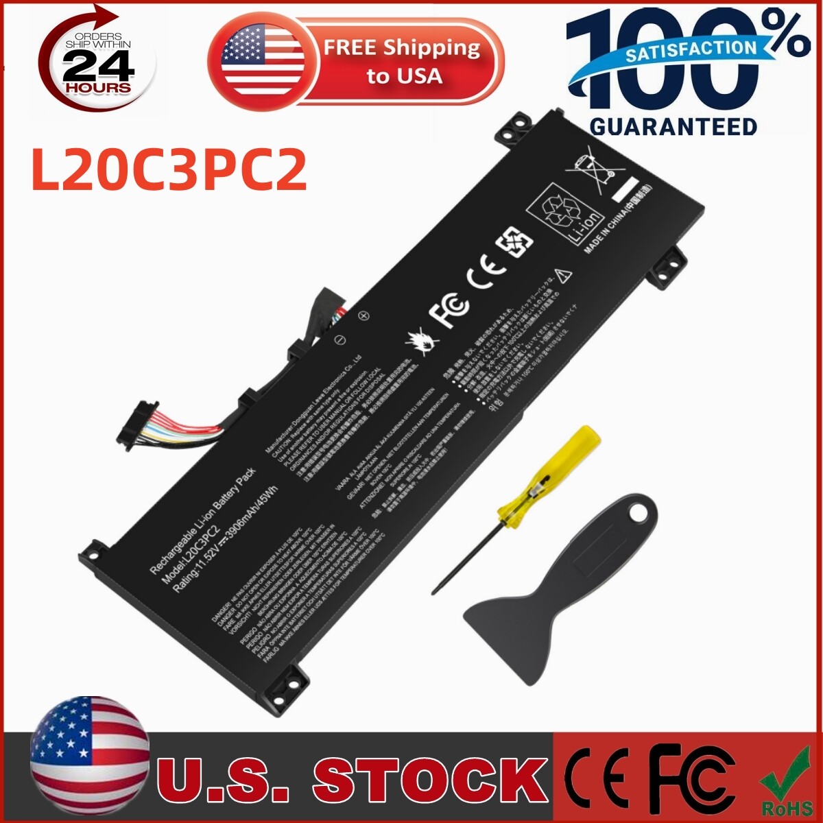 L20C3PC2 Battery for Lenovo IdeaPad Gaming 3-15ACH6 3-15IHU6 L20M3PC2 Serie 45Wh