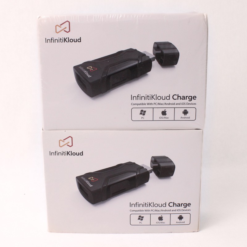 Lot Of 2 InfinitiKloud Charge USB Drive Compatible Pc Mac Android IOS (Untested)