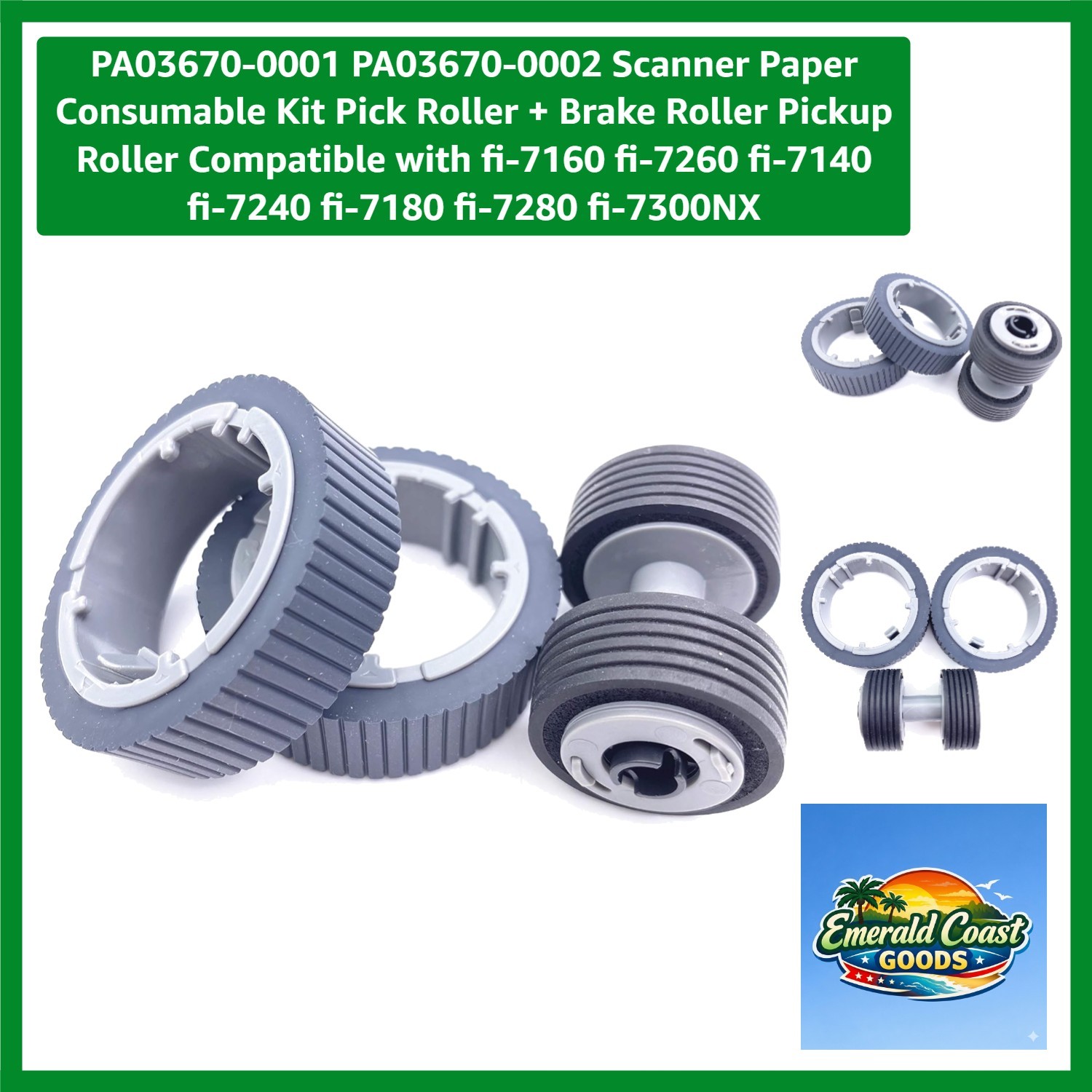 Scanner Paper Consumable Kit Pick Roller + Brake Roller Pickup Roller Compati...