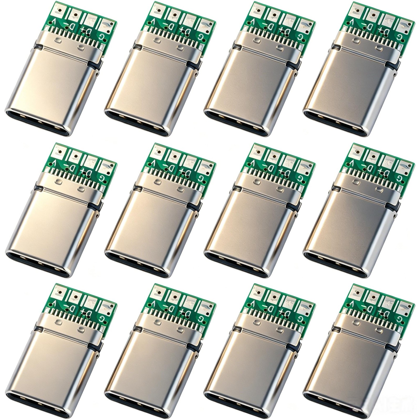 12 Pcs USB 3.1 Type C Connector 24 Pin Male Plug Socket