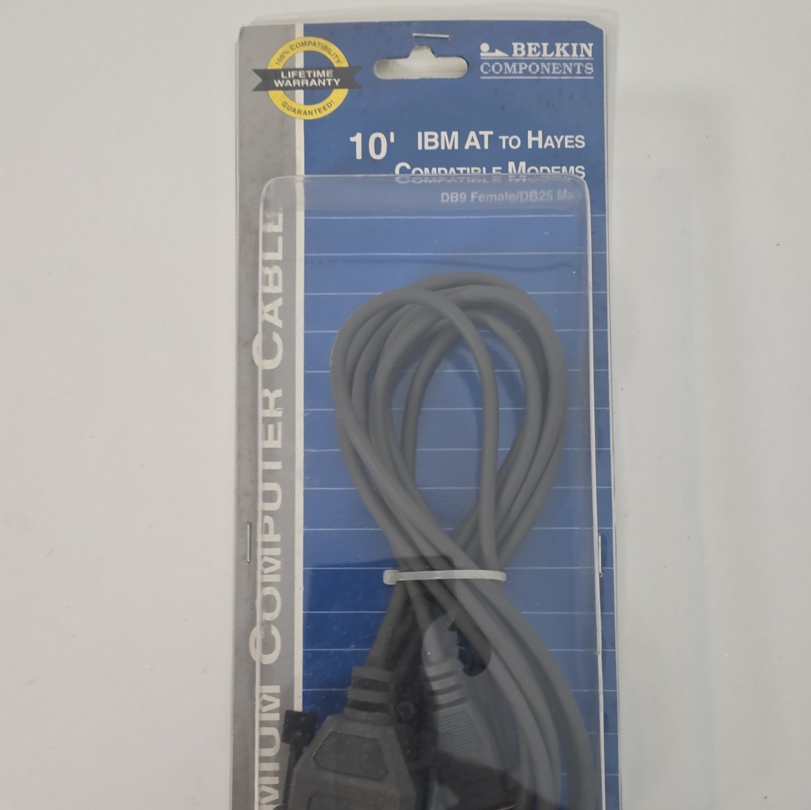 Belkin 10 ft Gray Modem Cable DB9 Female to DB25 Male IBM AT Hayes F2L088-10