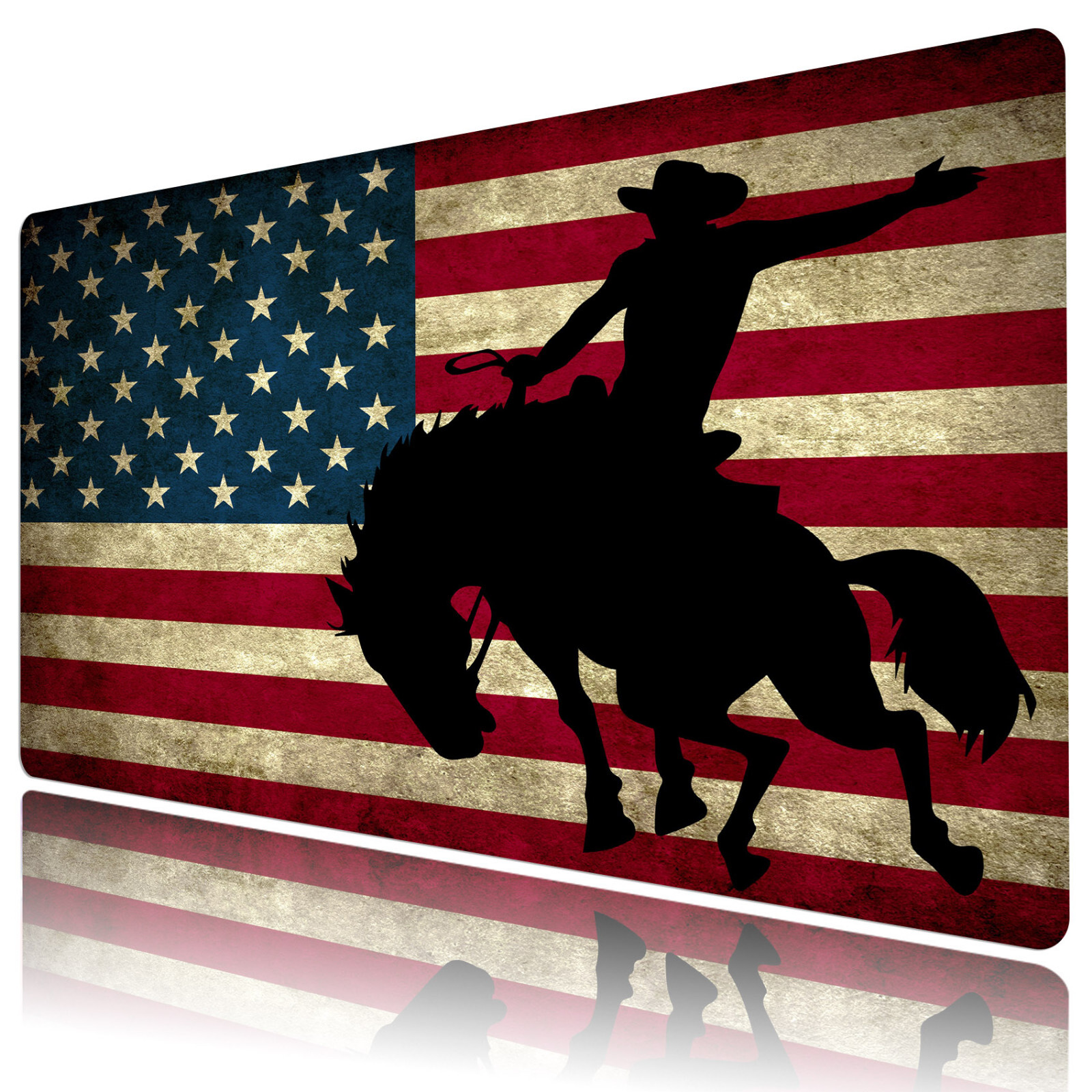 American Flag Mouse Pad Western Cowboy Desk Mat for Keyboard and Mouse Desk Pad