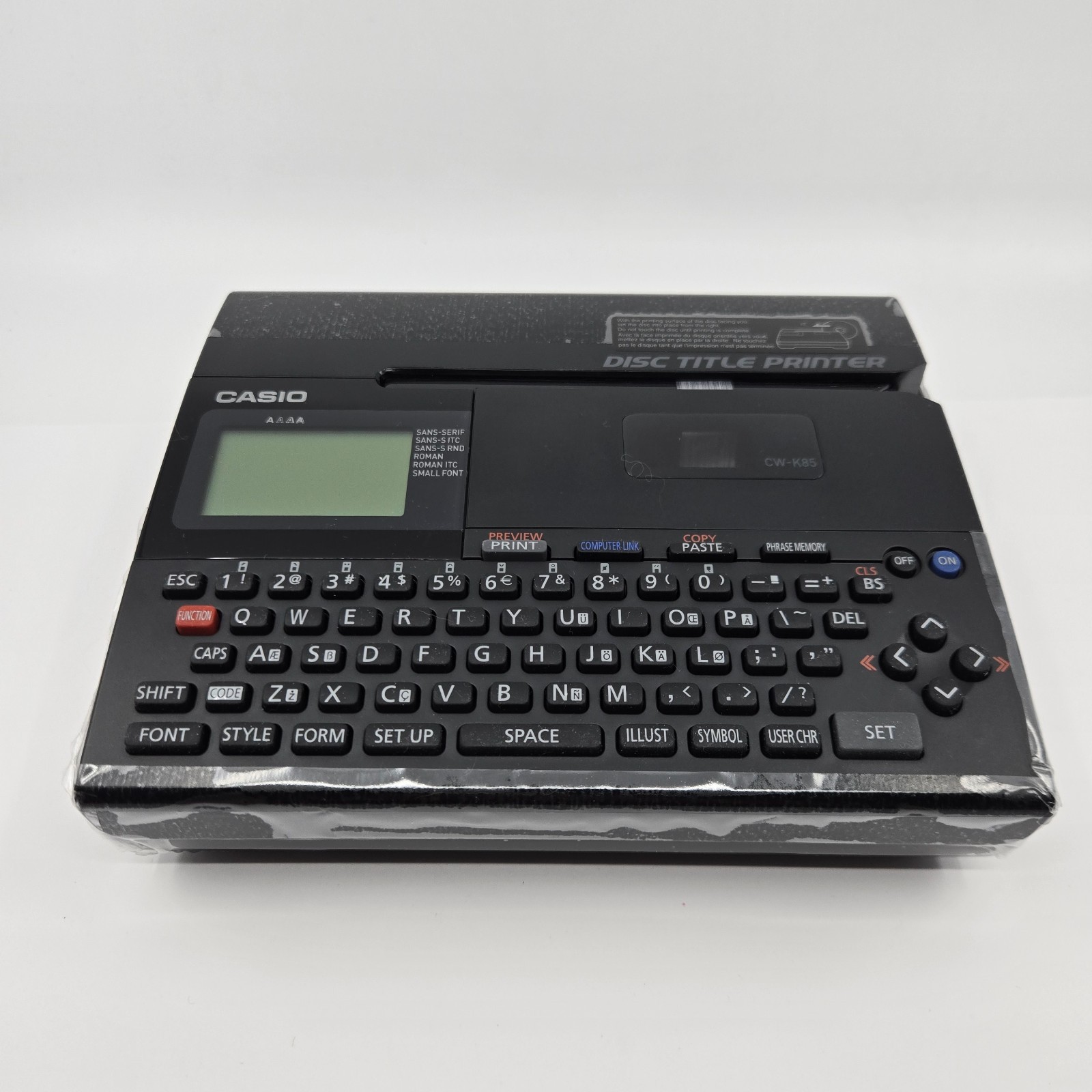 Casio CW-K85 Thermal Disc Title Printer Battery Operated Open Box
