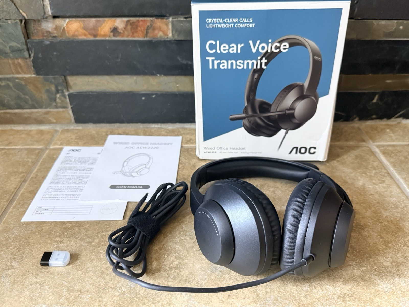 AOC USB Headset with Microphone for PC Wired Boom Mic Audio FAST SHIPPING