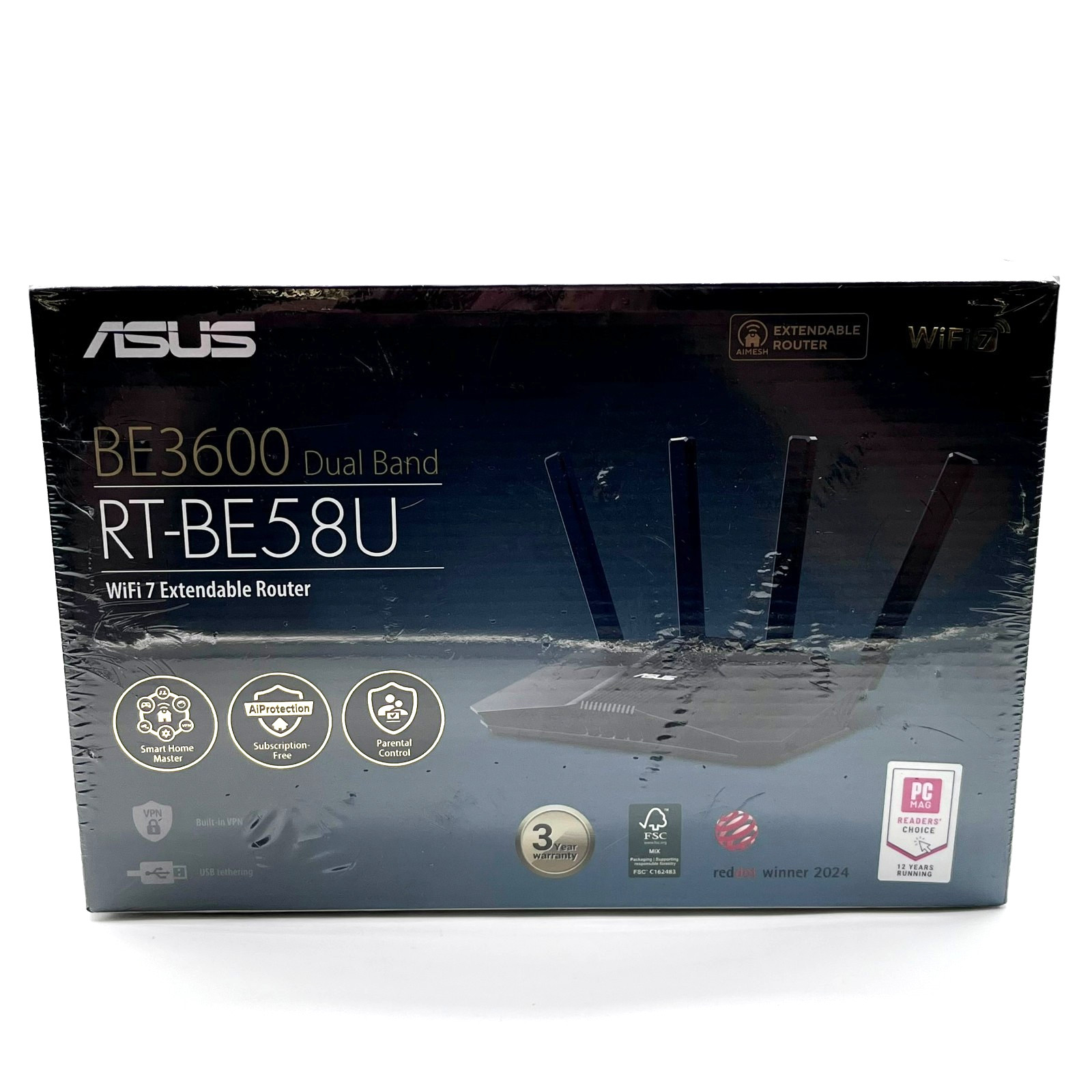ASUS BE3600 Dual-Band Wi-Fi 7 Extendable Router Model RT-BE58U V2