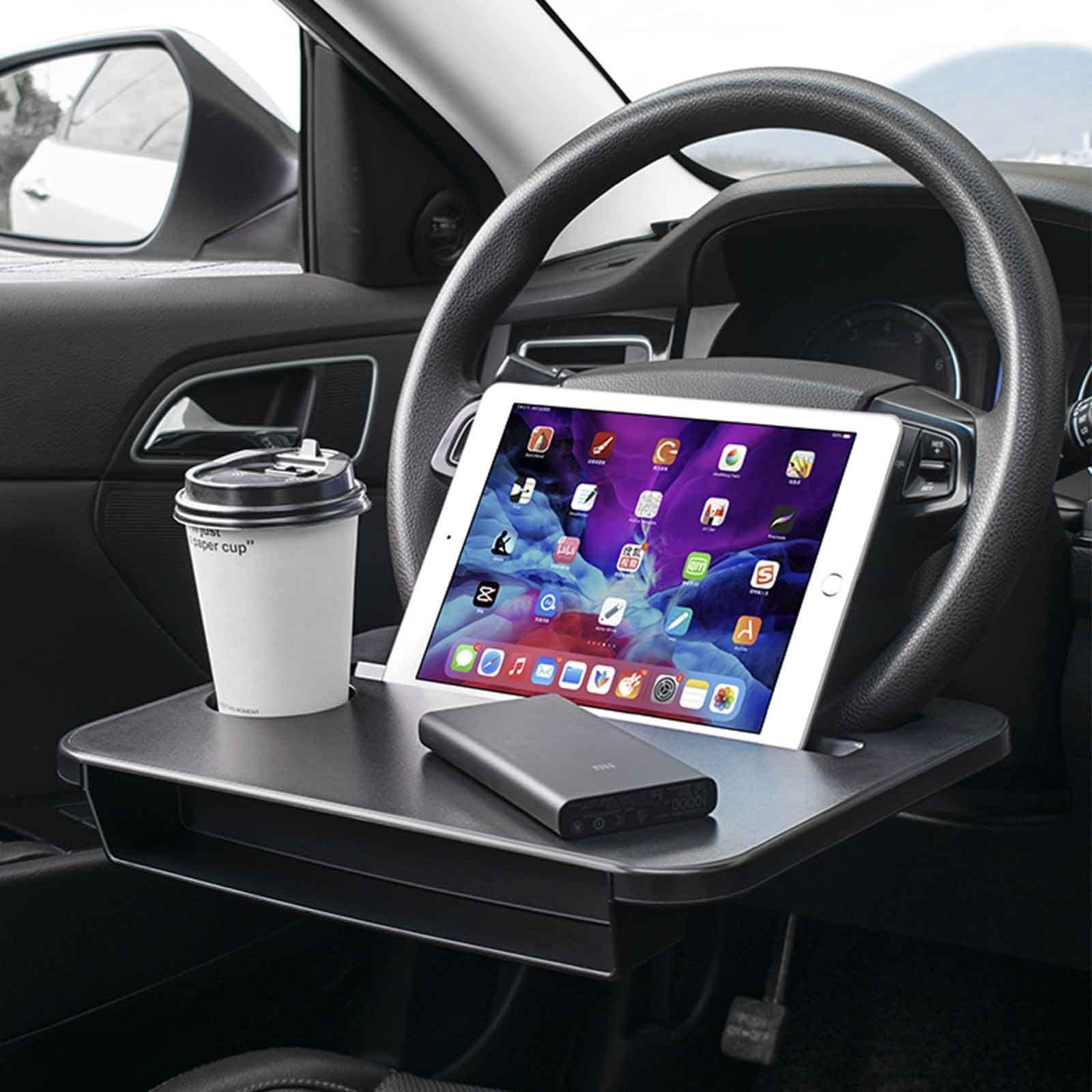 Multipurpose Car Steering Wheel Tray - Food & Drink Holder, Laptop Desk, Fits Mo