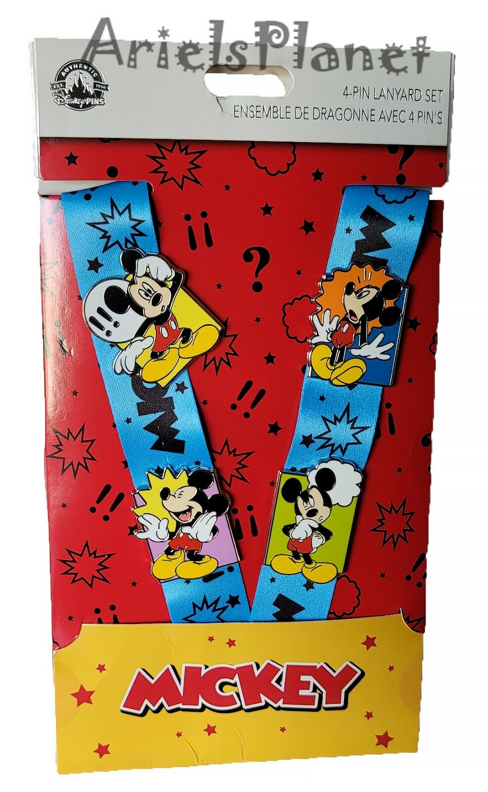 Disney Parks Classic Mickey Mouse Club Starter Set Lanyard & 4 Pins