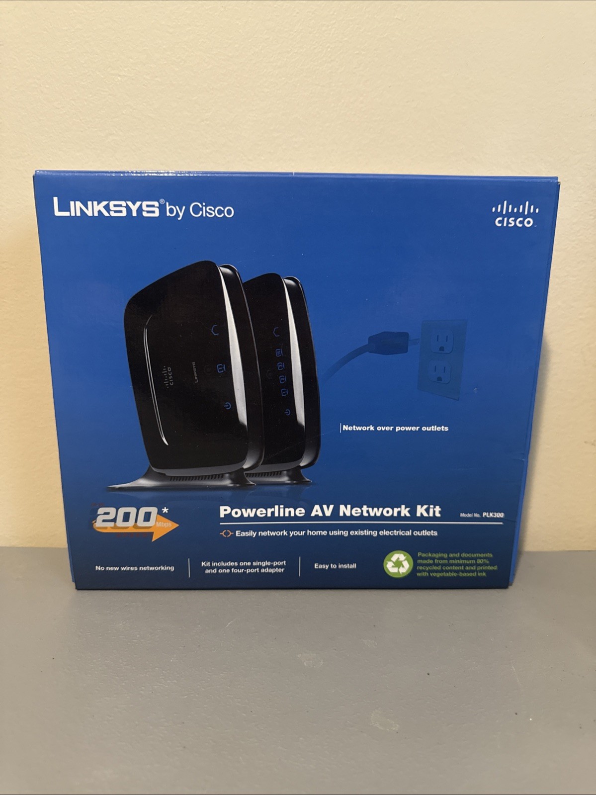 Cisco Linksys PLK300 200Mbps Powerline AV Network Kit - NIB- SEALED