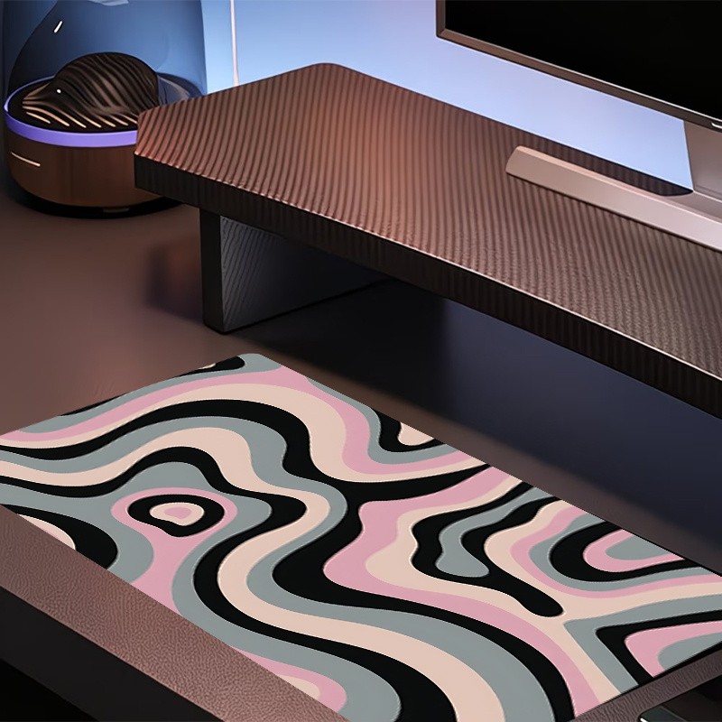 Abstract Wavy Pattern Rubber Anti-Slip Mouse Pad Oversized Game Desk Pad with