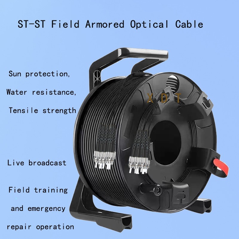 200M ST to ST 8-CoreArmored Tactical Fiber Optic Cable Reel Single Mode Spool