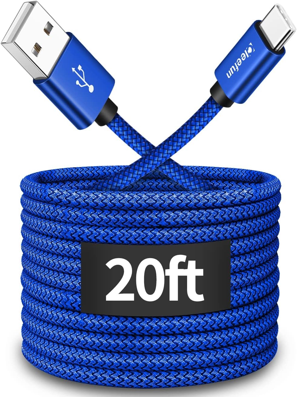 CLEEFUN 20ft Extra Long USB Type C Cable, A 2.0 to C Cable 20ft, Blue 