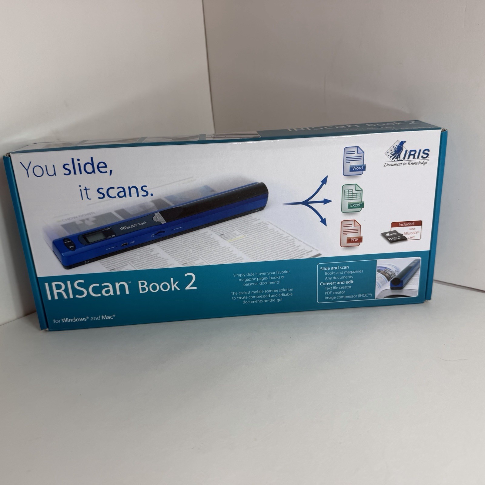 IRIS IRIScan Book 2 Portable Handheld Scanner 600 DPI 32GB USB 457368 New
