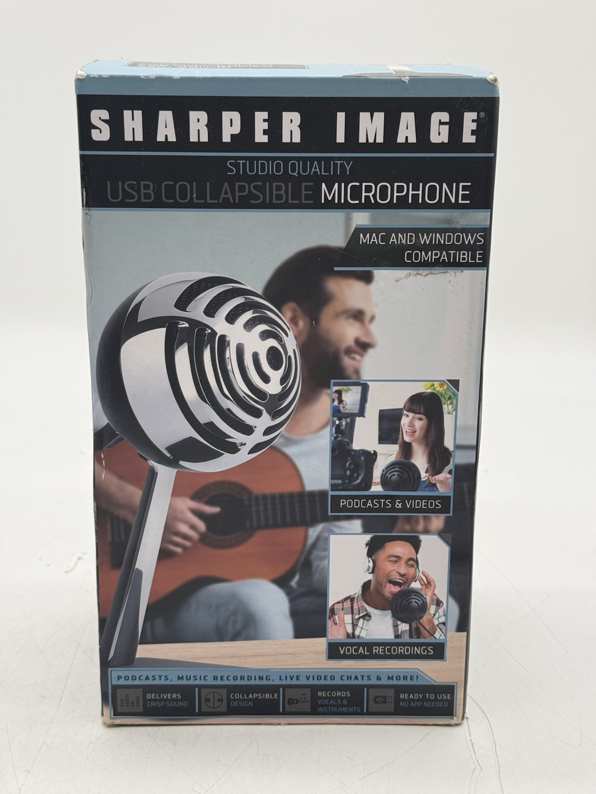 Sharper Image USB Collapsible Microphone 1006626 Desktop Podcast Mac & Windows