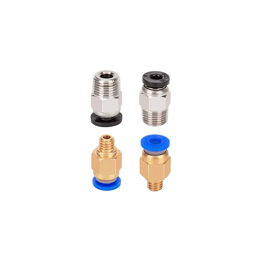 Aokin 2 Pcs PC4-M6 Pneumatic Fitting and 2 Pcs PC4-M10 Pneumatic Fitting for ...