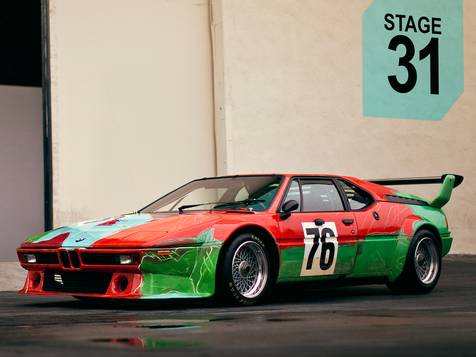 Cars 1979 bmw m 1 group 4 rennversion art andy warhol Desk Mat Stitched