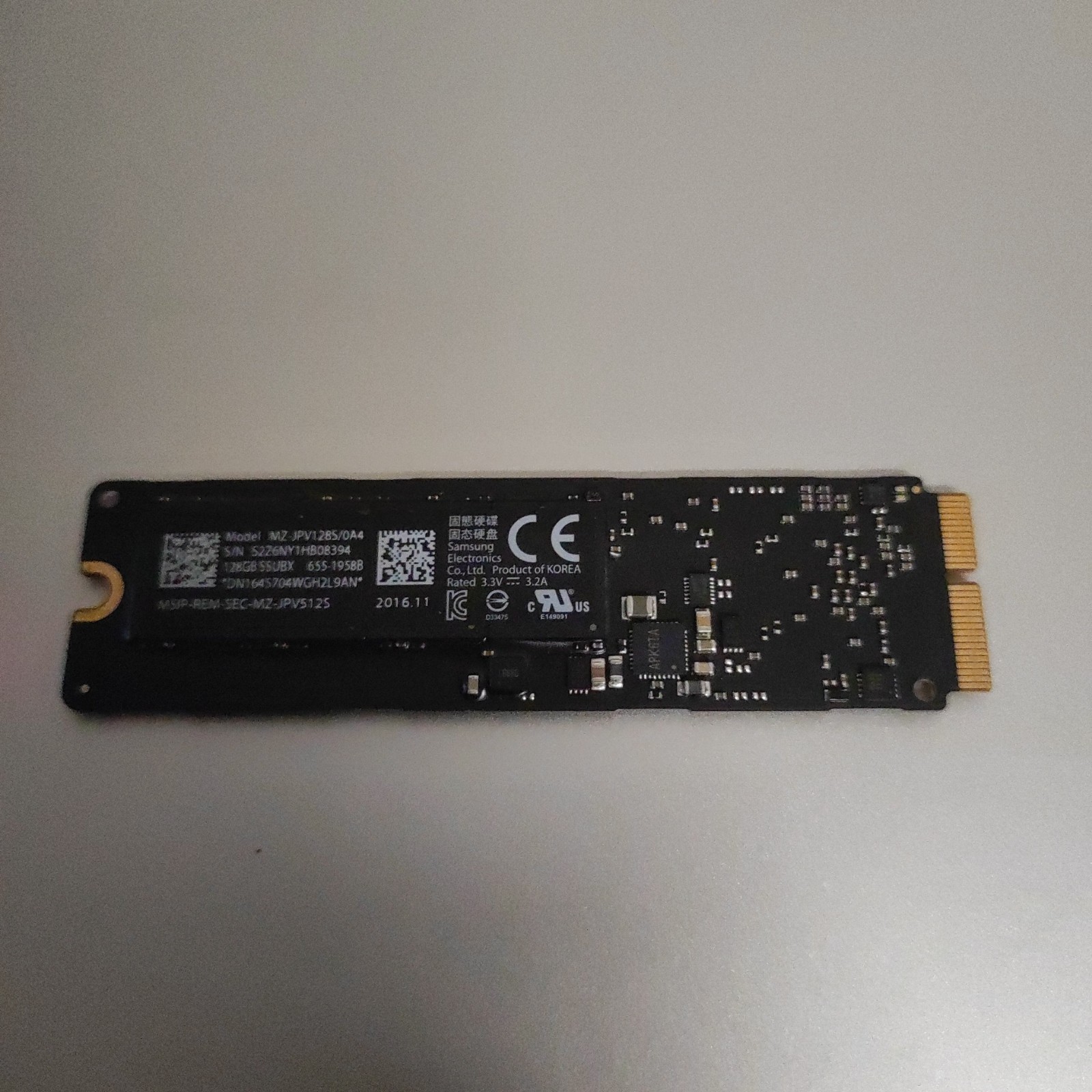 Genuine Apple SSD 128GB - From MacBook Pro/Air - Part Number 655-1958B Samsung