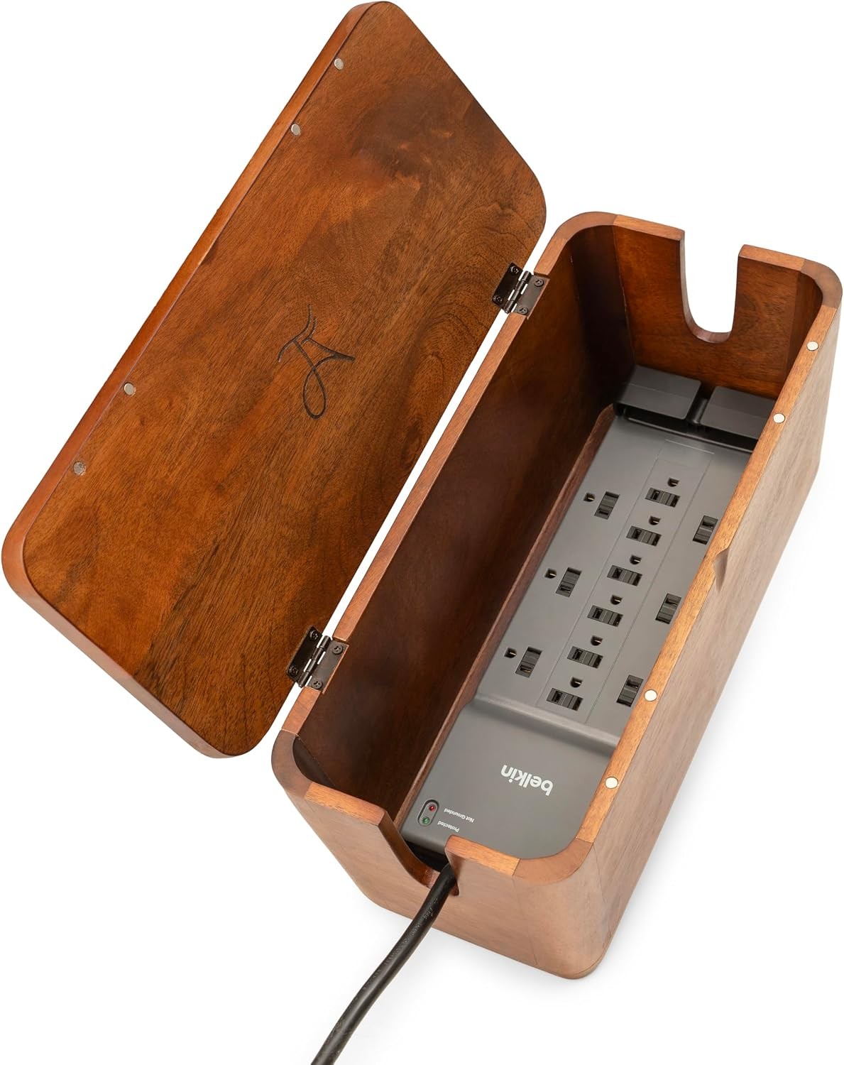 Luxe Designs Extra Large Cable Management Box Cord Hider Desk Organizer Wood