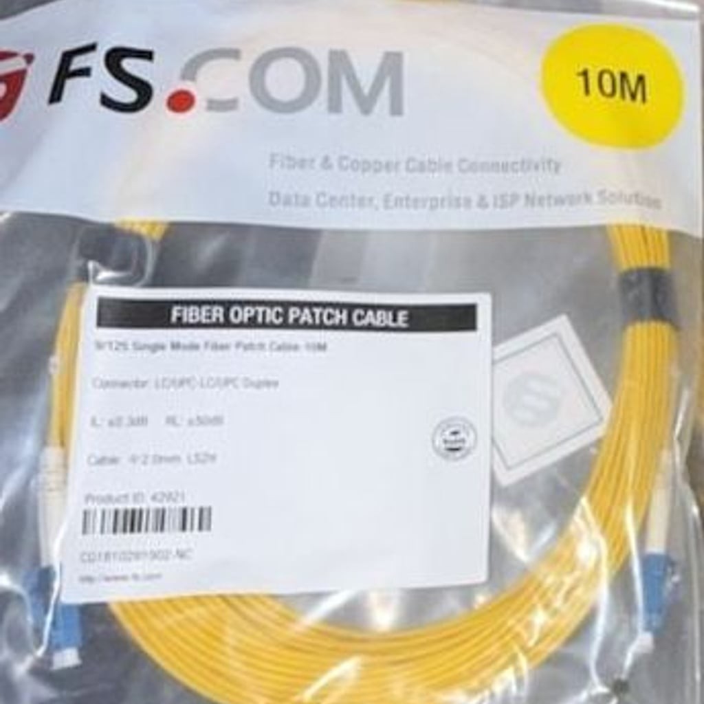 FS.com 9/125 Single Mode Duplex Fiber Optic Patch Cable, LC/UPC-LC/UPC, 10M