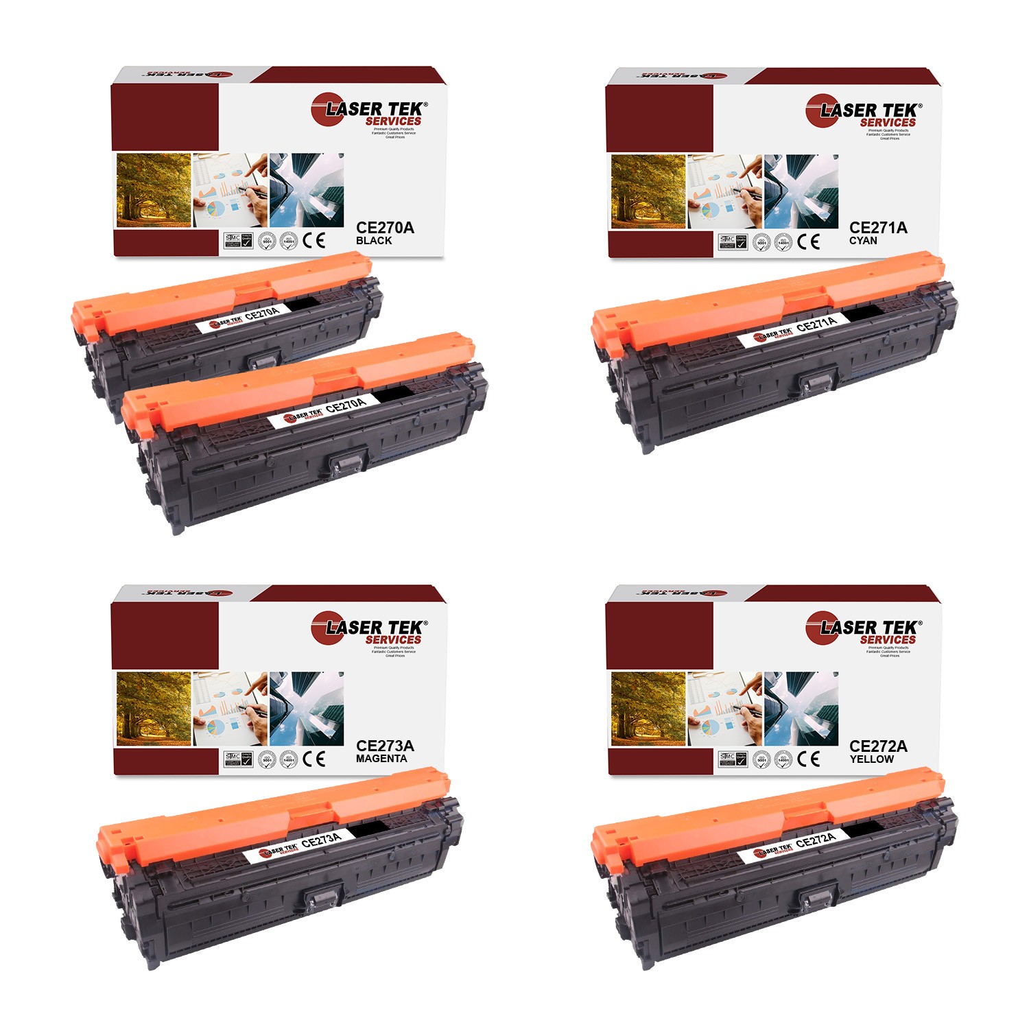 5Pk LTS 650A BCMY Compatible for HP LaserJet CP5525 CP5525dn Toner Cartridge