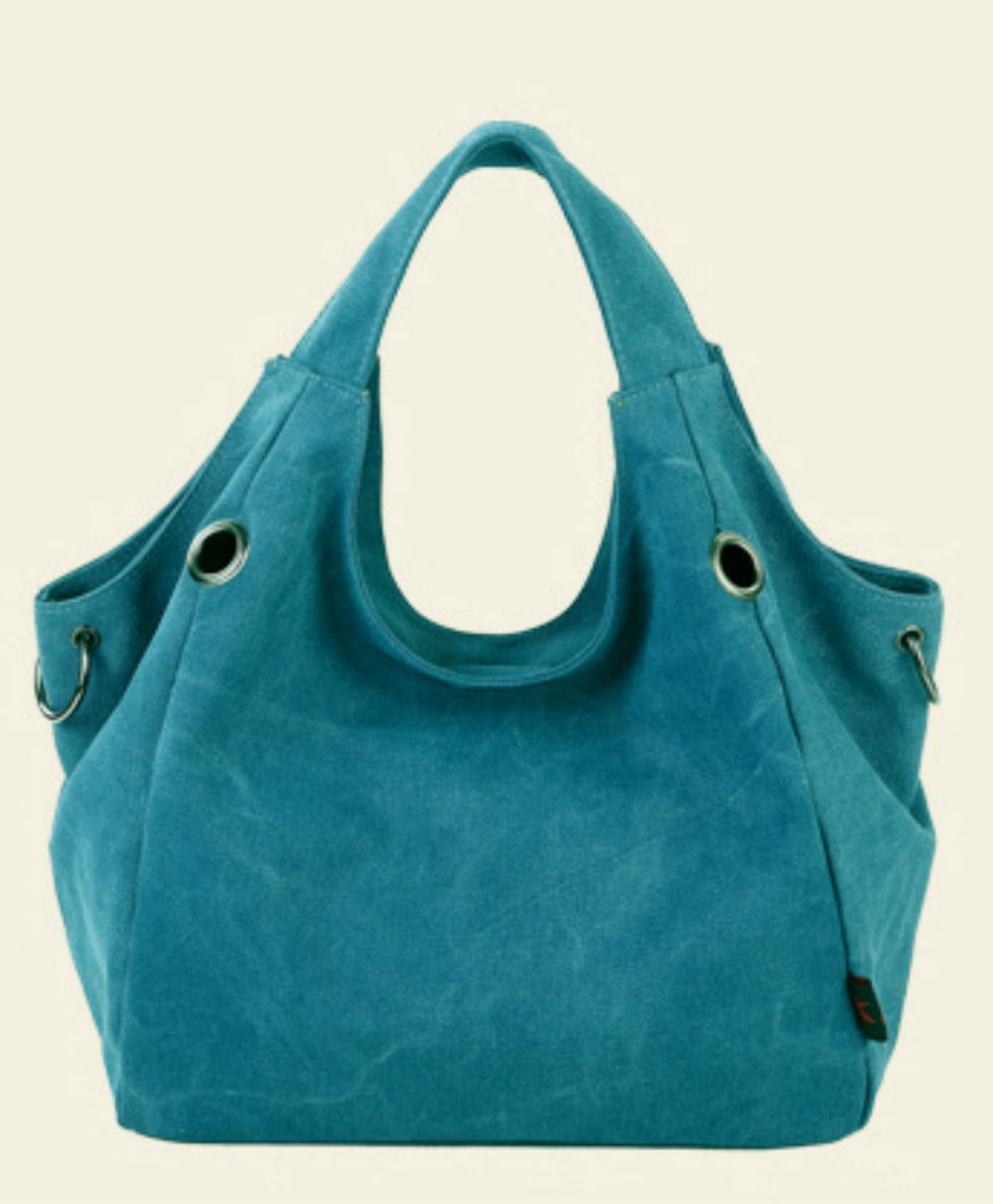 Ladies Handbag Canvas BLUE- H 12" x W 9.5" x D 6" - Perfect Gift 