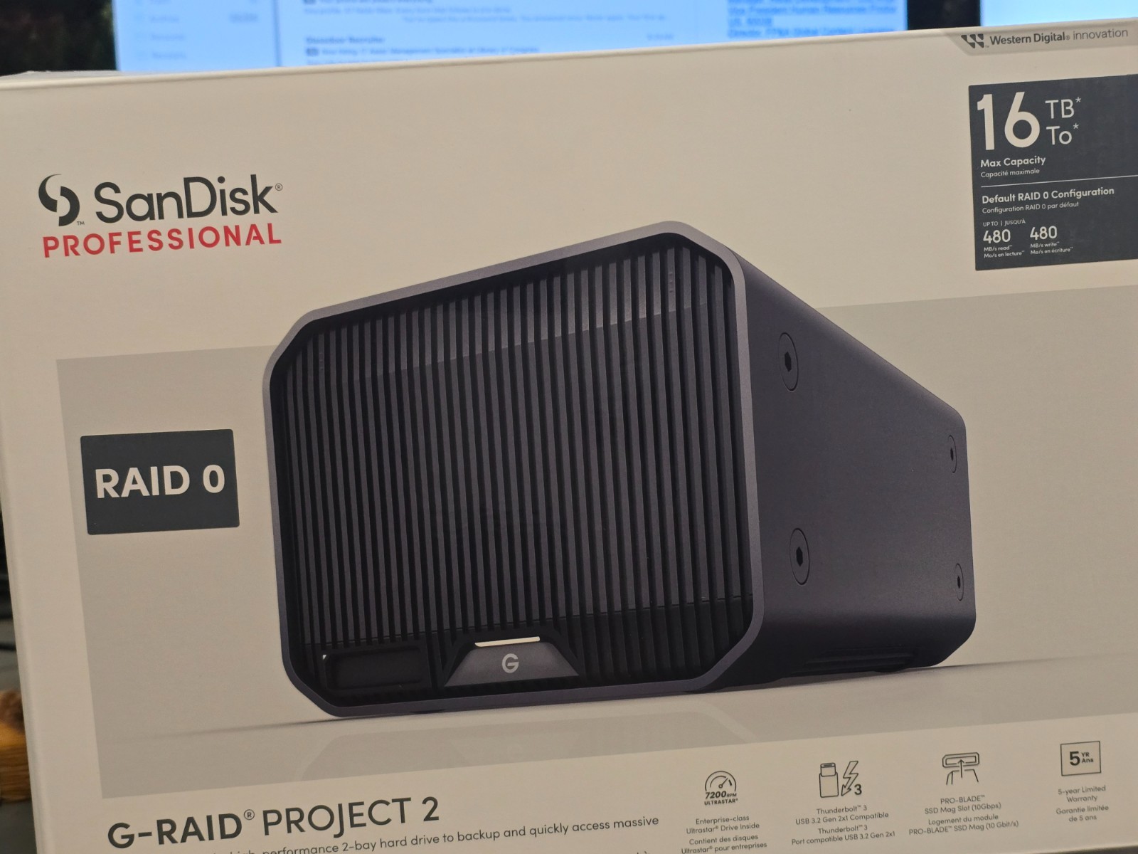 SanDisk Professional G Raid Project 2 16TB Hard Drive (Space Gray)