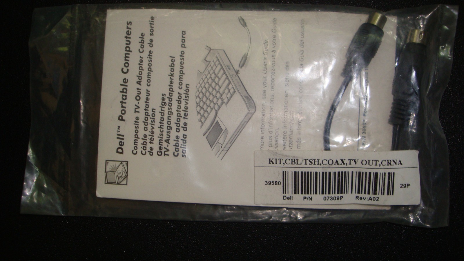 NEW DELL COMPOSITE TV-OUT ADAPTER CABLE (P/N 07309P REV: A02)