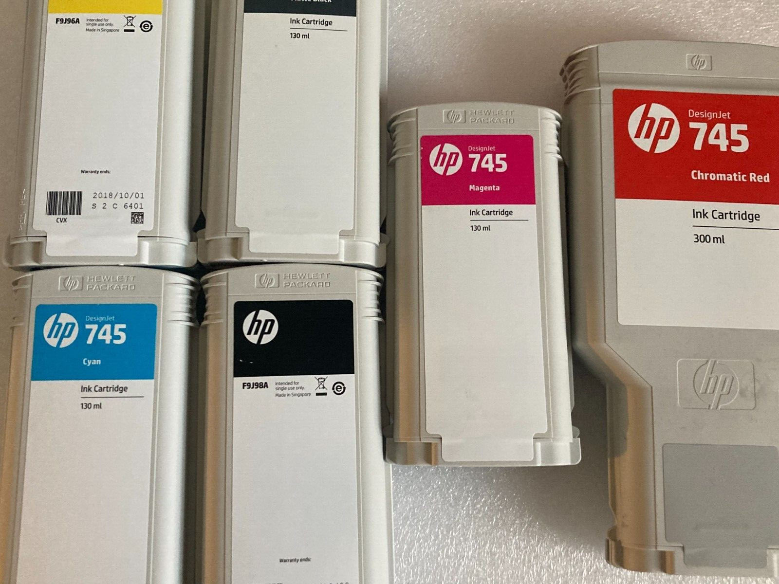 HP 745 300-ml  Chromatic Red & 130ml DesignJet Ink Cartridges - see description