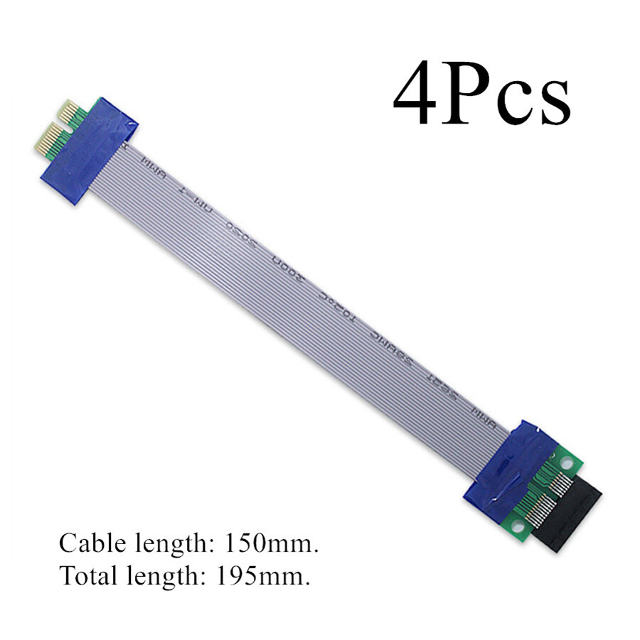 4Pcs PCI-E 1X Riser Card Ribbon Graphics Card Extender Extension Cable Brand new