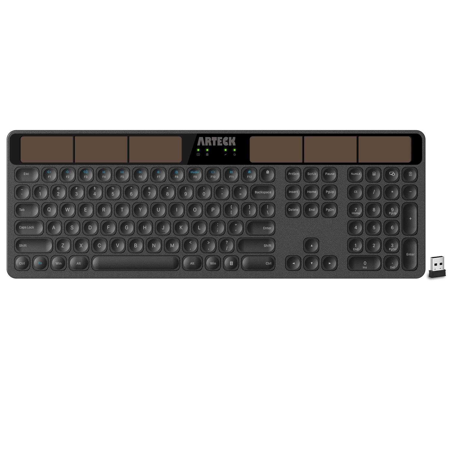 Arteck Wireless Solar Keyboard Full Size Recharging for...