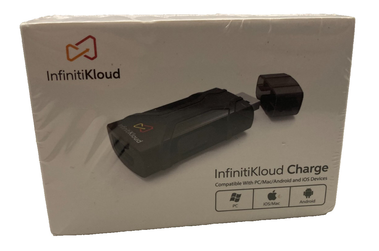 InfinitiKloud Charge USB 2.0 Backup Device for PC Mac Android iOS Black