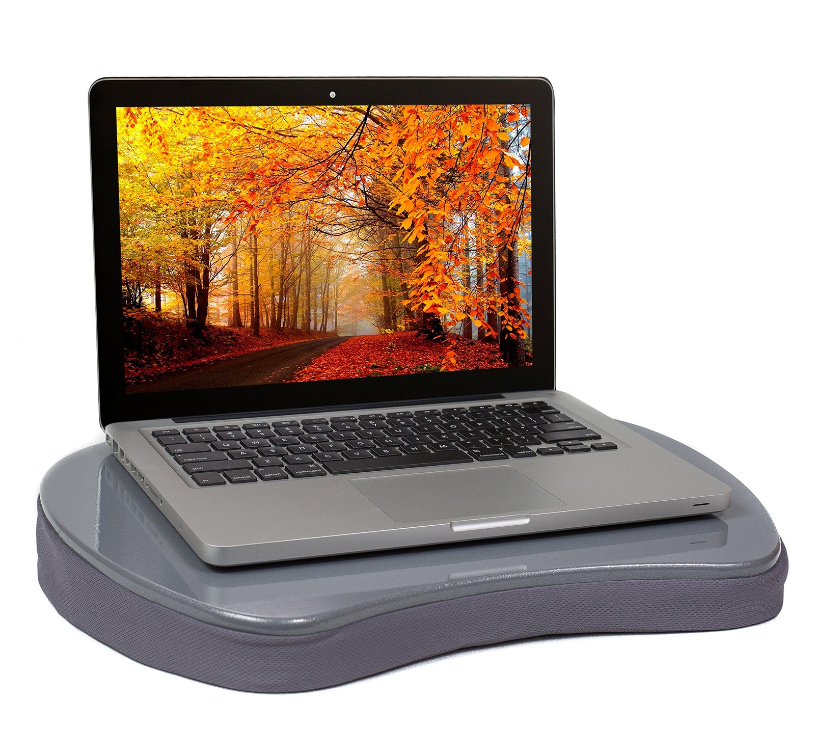 Mini Lap Desk Memory Foam Cushion Handle Fits Laptops Up To 15 Inch Silver
